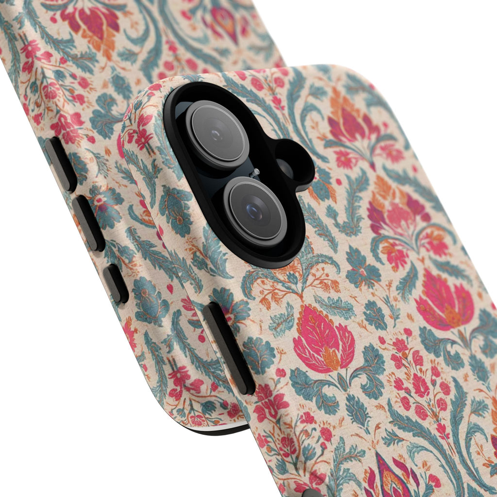 Floral Damask Tough Phone Case — Vintage Pink & Teal Protective Cover
