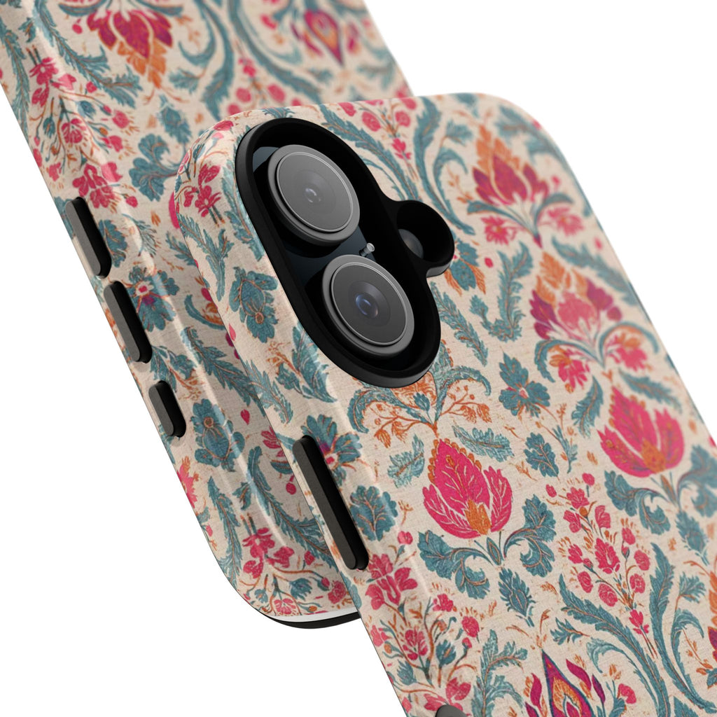 Floral Damask Tough Phone Case — Vintage Pink & Teal Protective Cover