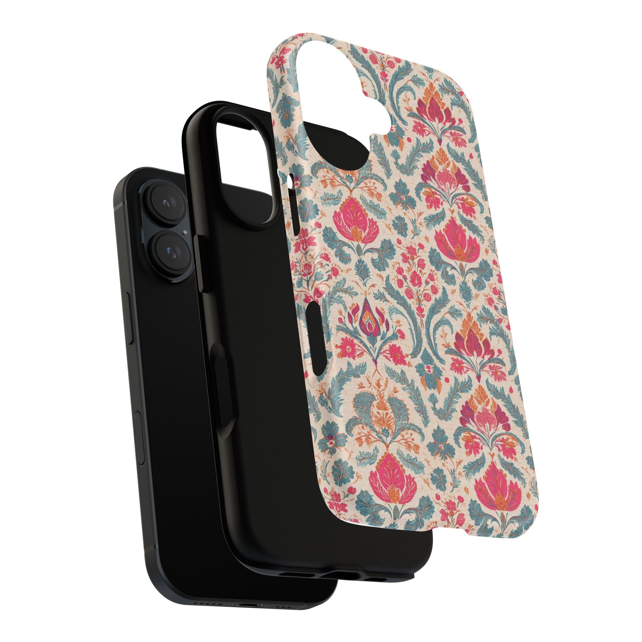 Floral Damask Tough Phone Case — Vintage Pink & Teal Protective Cover