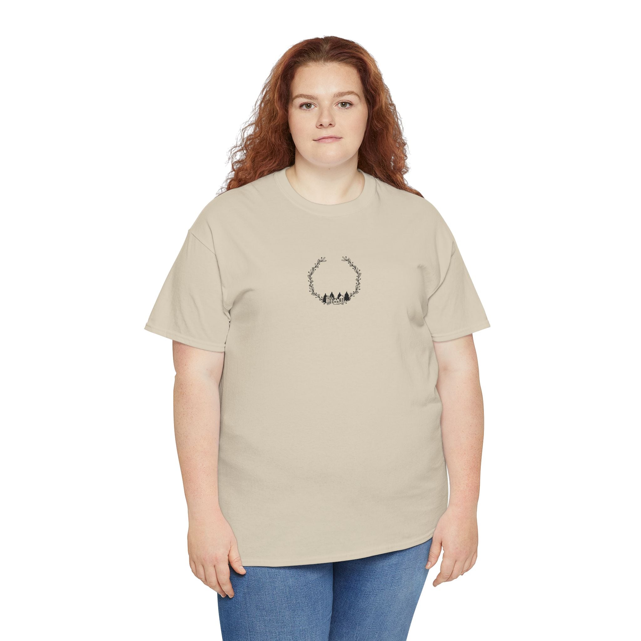 Copy of Minimal Forest Wreath Tee — Tiny Woodland Deer Chest Graphic