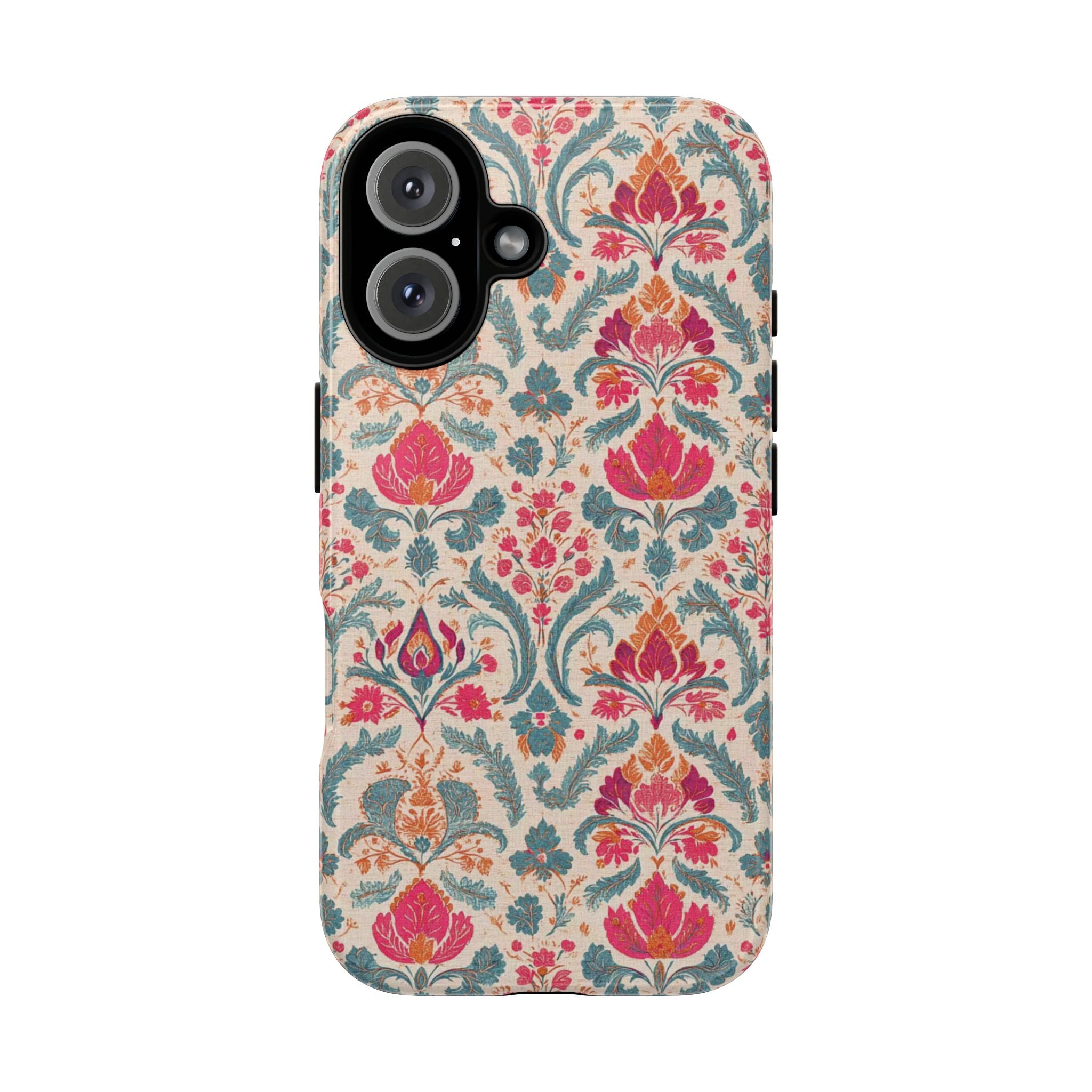 Floral Damask Tough Phone Case — Vintage Pink & Teal Protective Cover