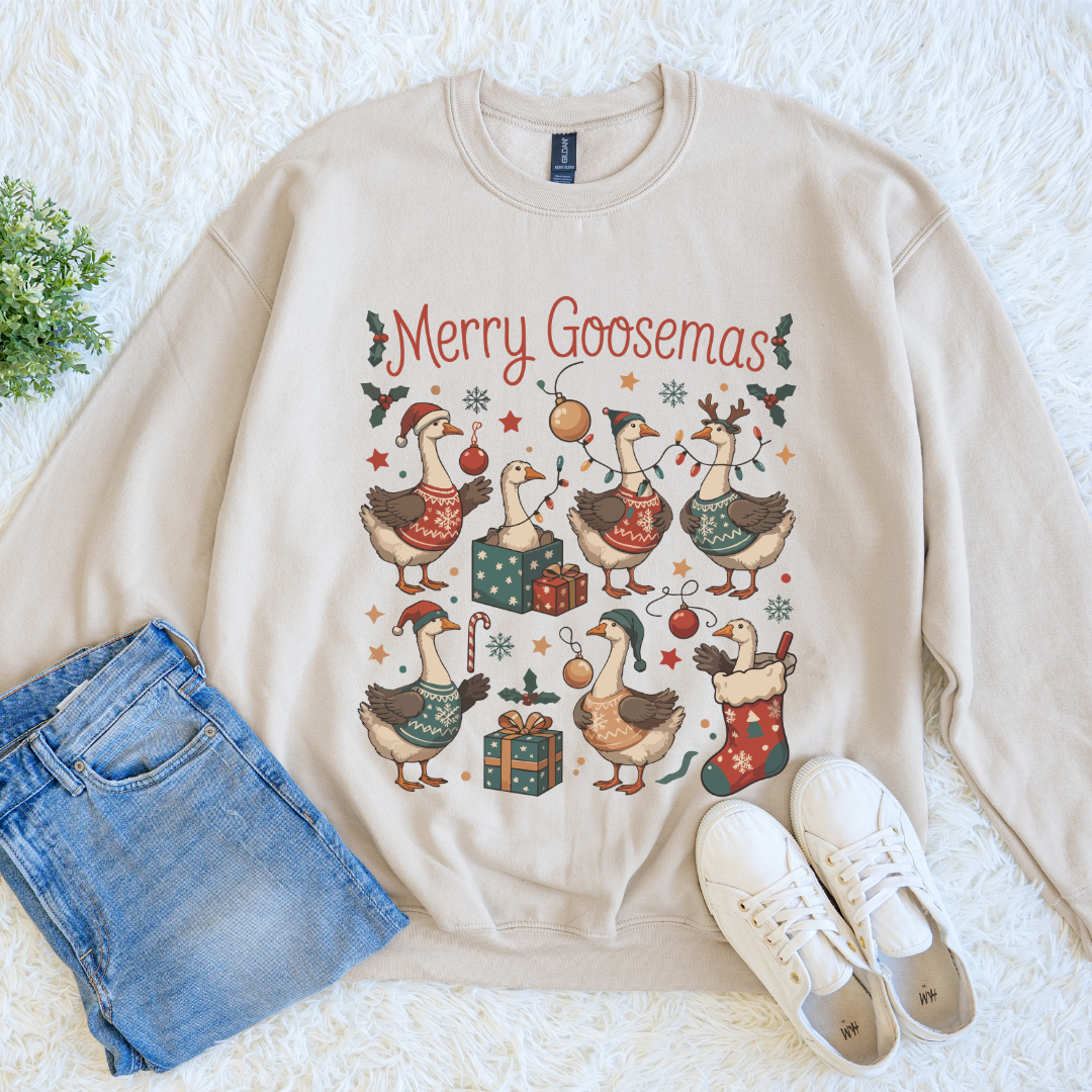 Merry Goosemas Christmas Sweatshirt – Cute Holiday Graphic Pullover